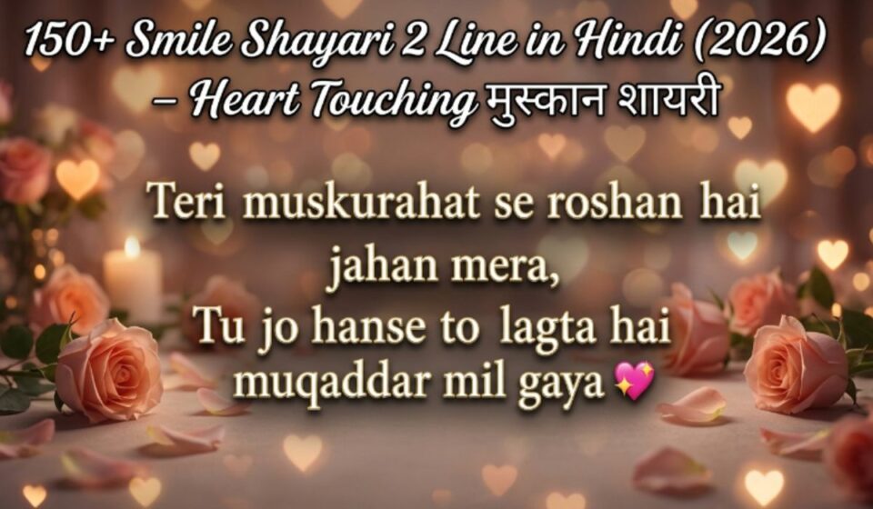 150+ Smile Shayari 2 Line in Hindi (2026) – Heart Touching मुस्कान शायरी 