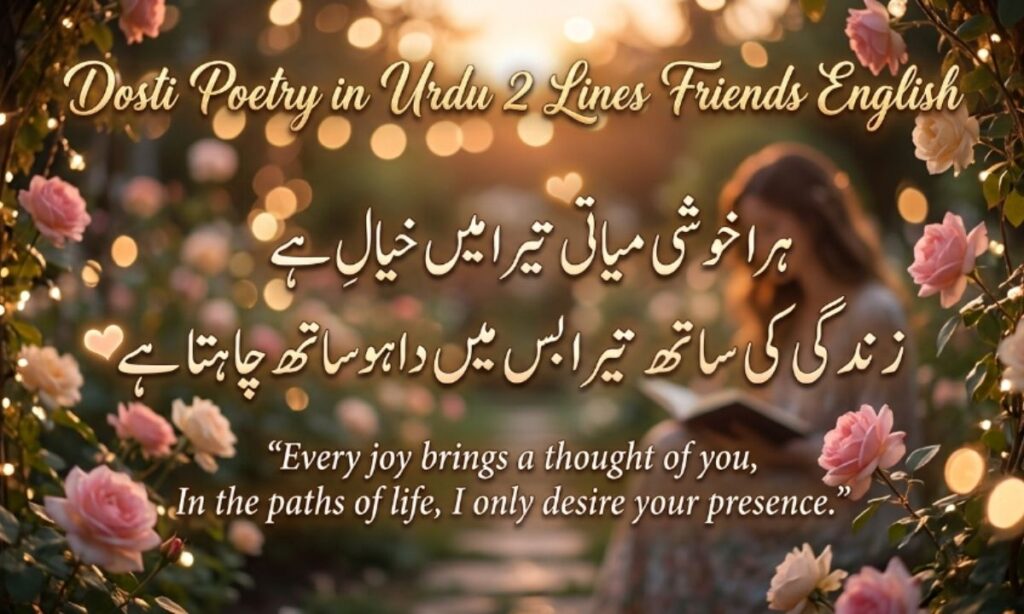 Dosti Poetry in Urdu 2 Lines Friends English