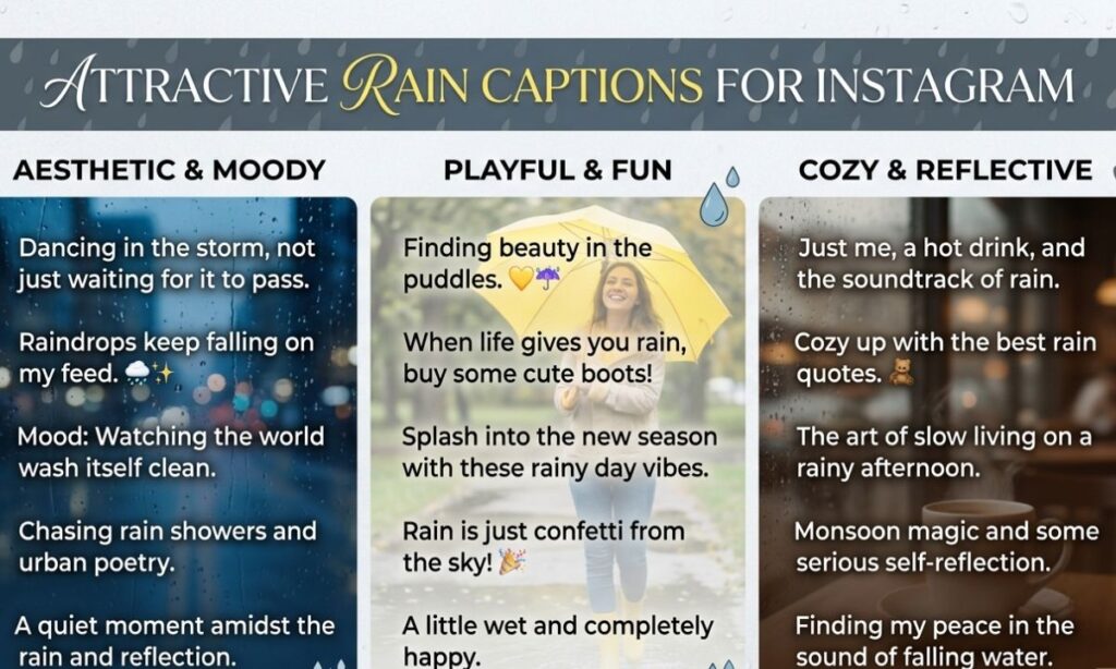 Attractive Rain Captions for Instagram