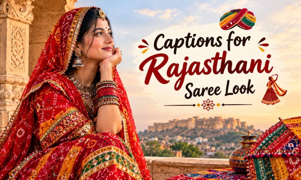 Captions for Rajasthani Saree Look