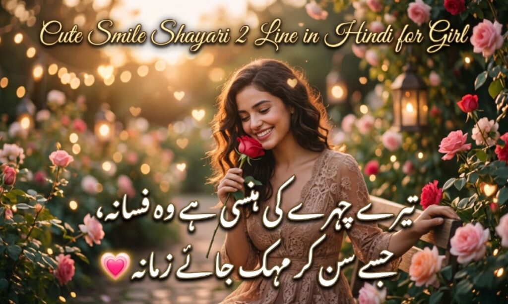 Cute Smile Shayari 2 Line in Hindi for Girl