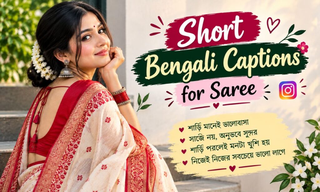 Short bengali captions for saree