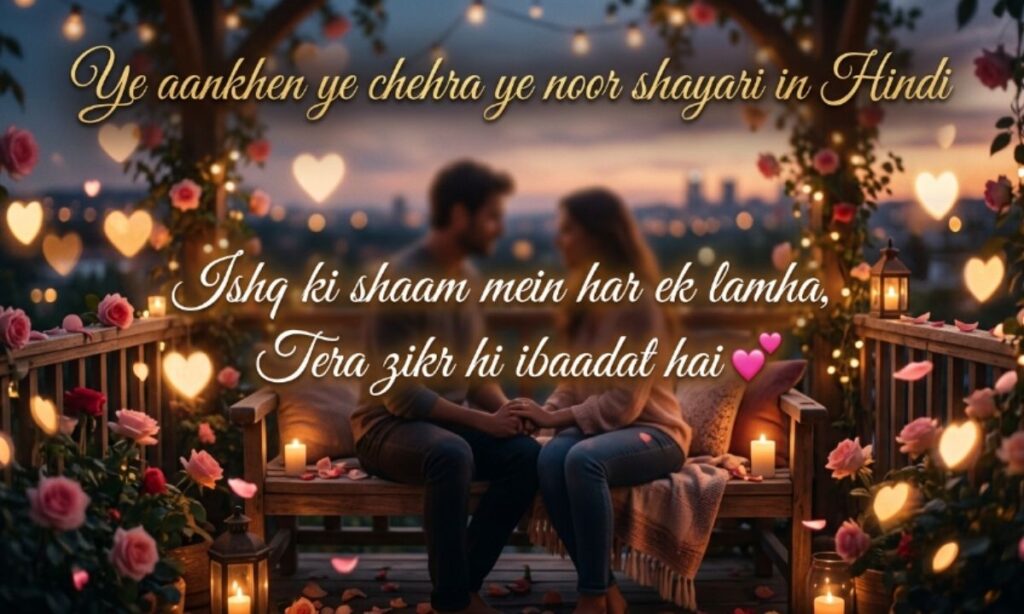 Ye aankhen ye chehra ye noor shayari in Hindi