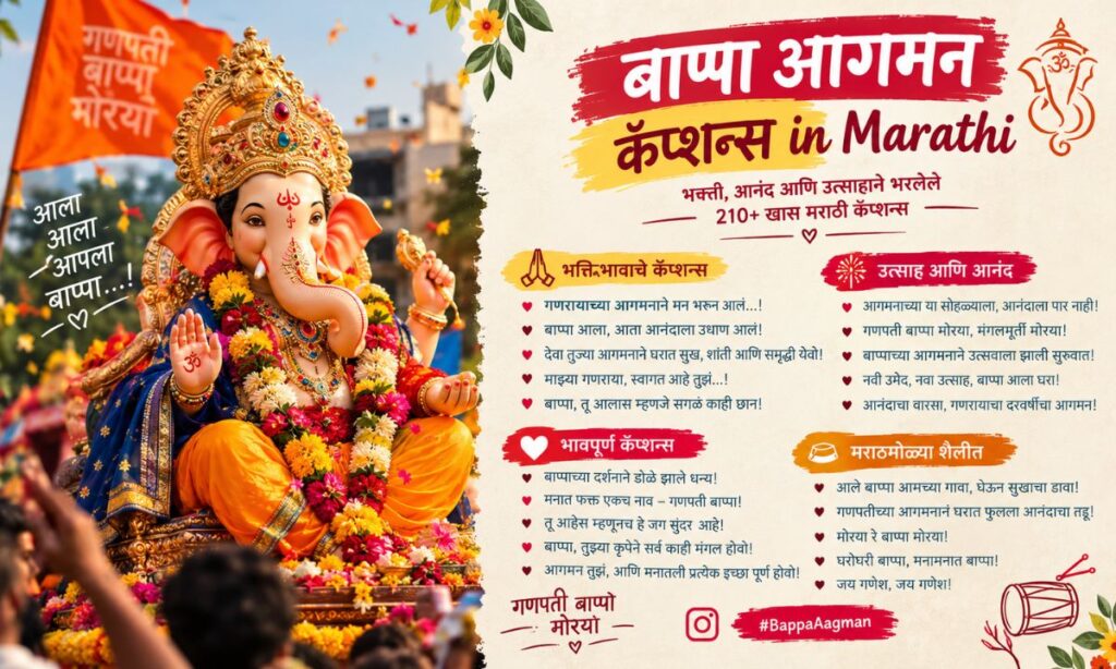 Bappa Aagman Captions in Marathi